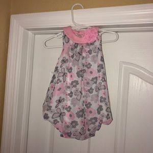 Pink and grey flowers and butterflies romper dress